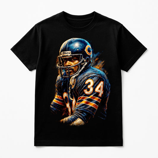 Halftone Lab - Chicago Bears Walter Payton NFL043 - Black Tee