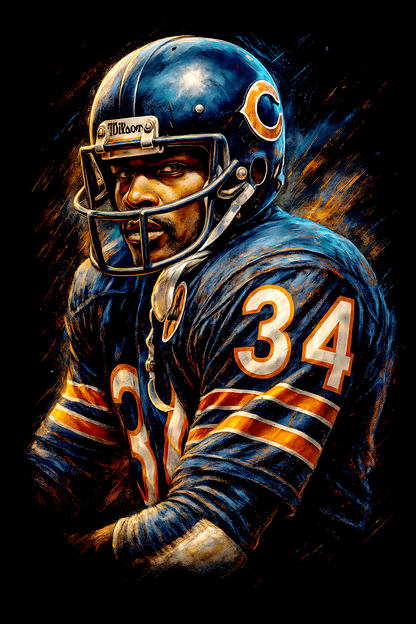 Halftone Lab - Chicago Bears Walter Payton NFL043 - Black Tee