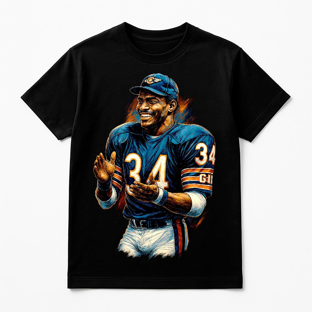 Halftone Lab - Chicago Bears Walter Payton NFL044 - Black Tee