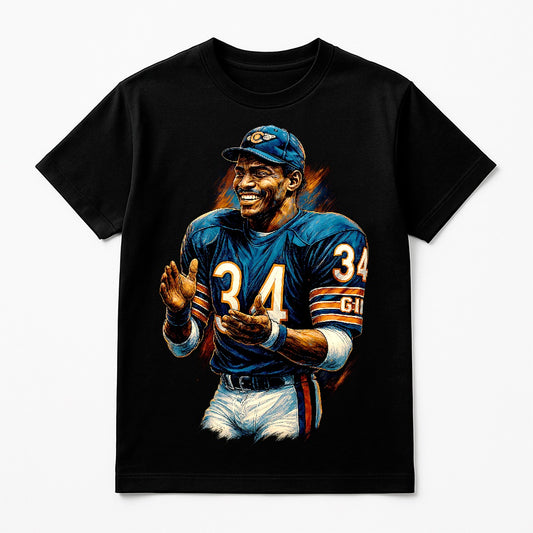Halftone Lab - Chicago Bears Walter Payton NFL044 - Black Tee