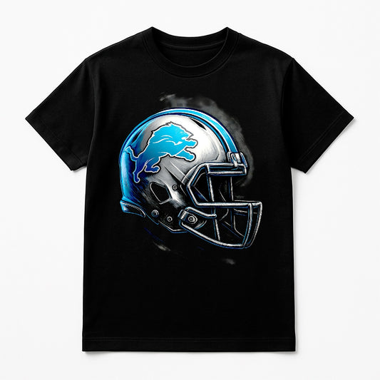 Halftone Lab - Detroit Lions Helmet NFL048 - Black Tee