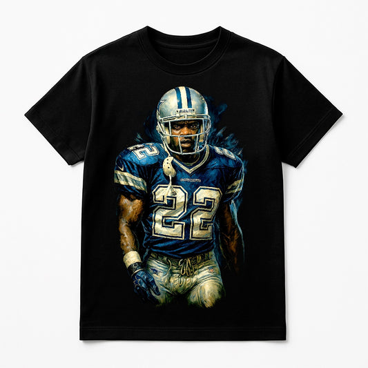Halftone Lab - Dallas Cowboys Emmitt Smith NFL049 - Black Tee