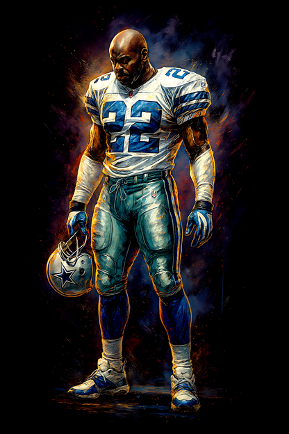 Halftone Lab - Dallas Cowboys Emmitt Smith NFL051 - Black Tee