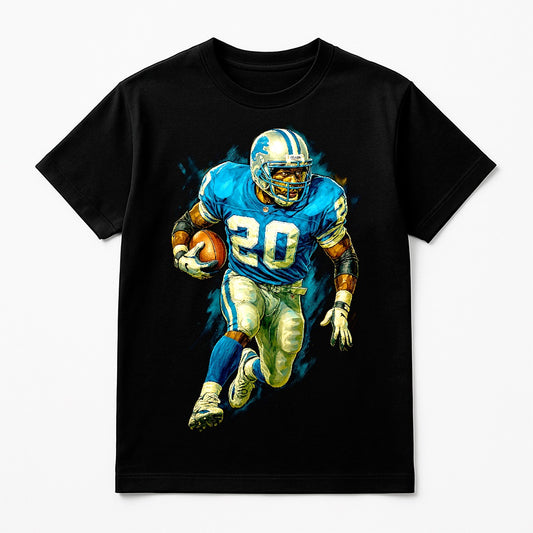 Halftone Lab - Detroit Lions Barry Sanders NFL053 - Black Tee