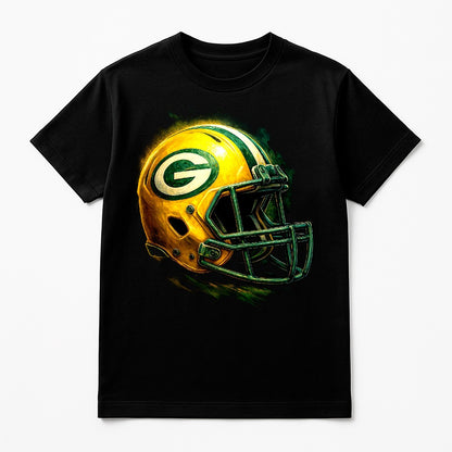 Halftone Lab - Green Bay Packers Helmet NFL054 - Black Tee