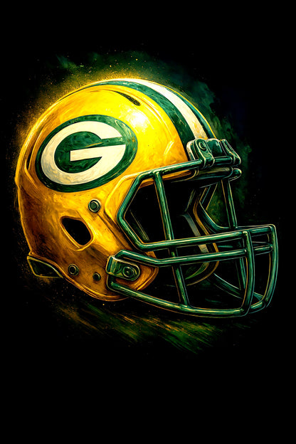 Halftone Lab - Green Bay Packers Helmet NFL054 - Black Tee