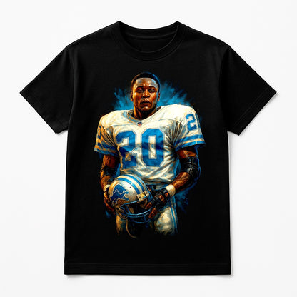 Halftone Lab - Detroit Lions Barry Sanders NFL054 - Black Tee