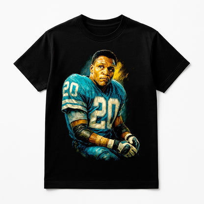 Halftone Lab - Detroit Lions Barry Sanders NFL056 - Black Tee