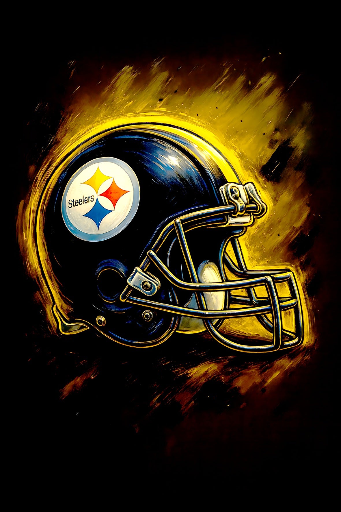 Halftone Lab - Pittsburgh Steelers Helmet NFL059 - Black Tee