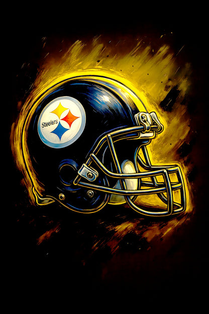 Halftone Lab - Pittsburgh Steelers Helmet NFL059 - Black Tee