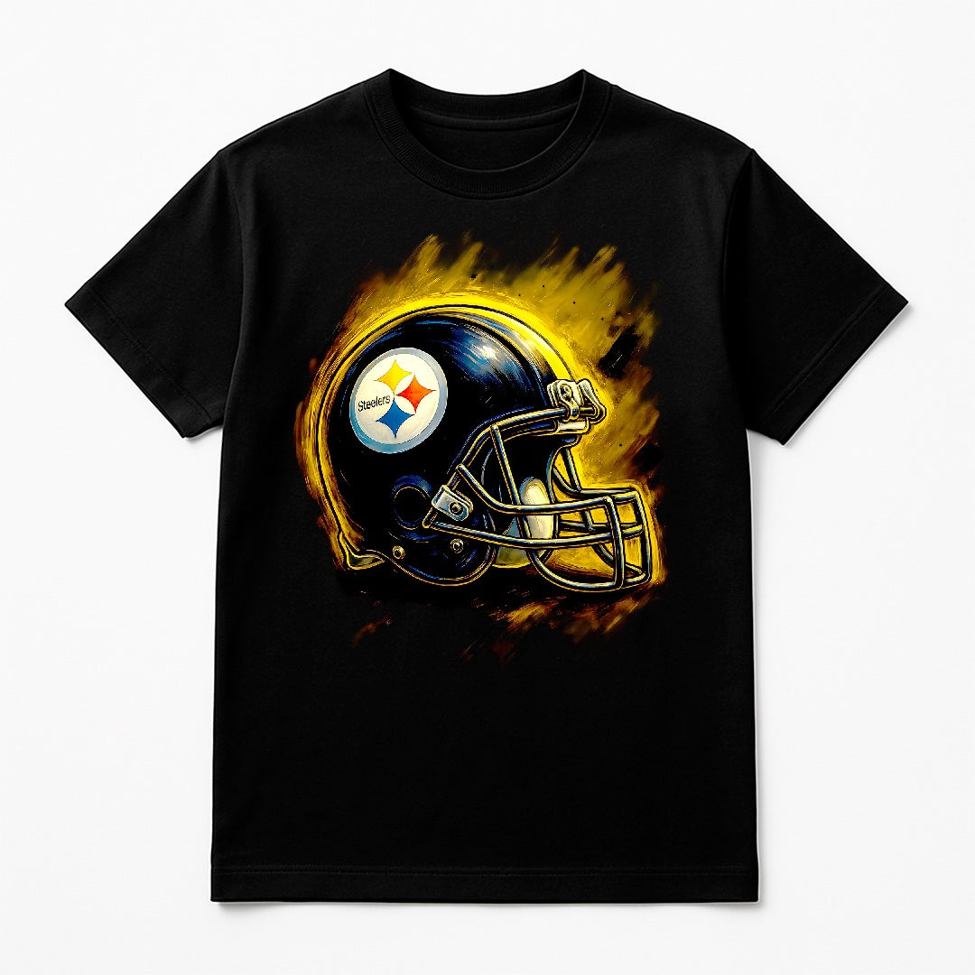 Halftone Lab - Pittsburgh Steelers Helmet NFL059 - Black Tee