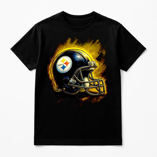 Halftone Lab - Pittsburgh Steelers Helmet NFL059 - Black Tee