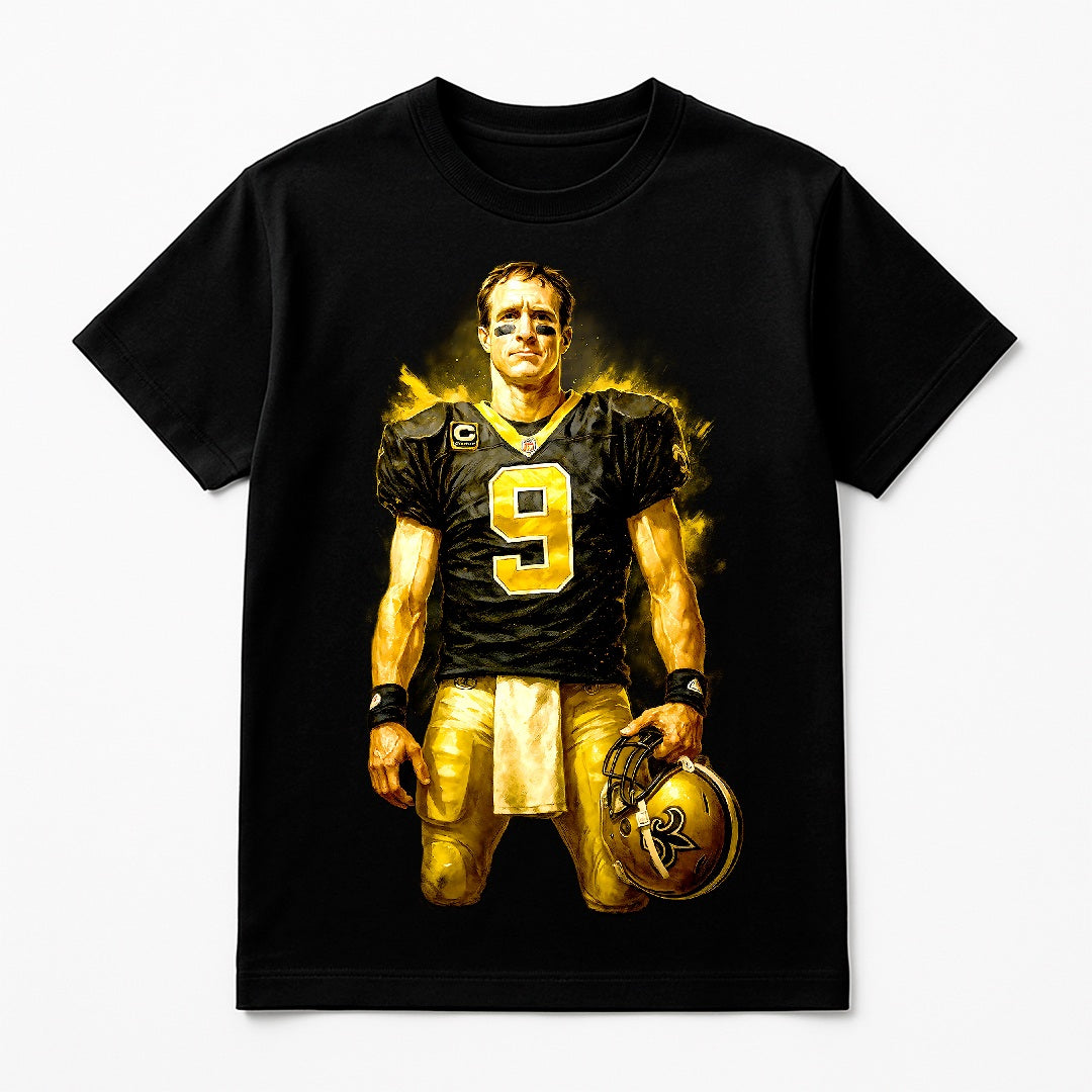 Halftone Lab - New Orleans Saints Drew Brees NFL060 - Black Tee