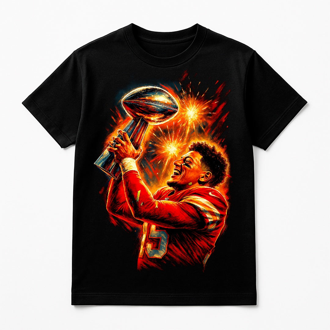 Halftone Lab - Kansas City Chiefs Patrick Mahomes NFL062 - Black Tee