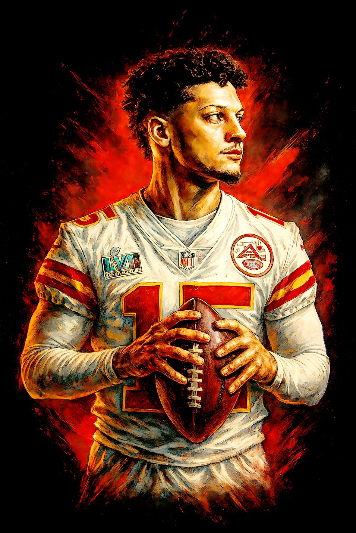 Halftone Lab - Kansas City Chiefs Patrick Mahomes NFL063 - Black Tee