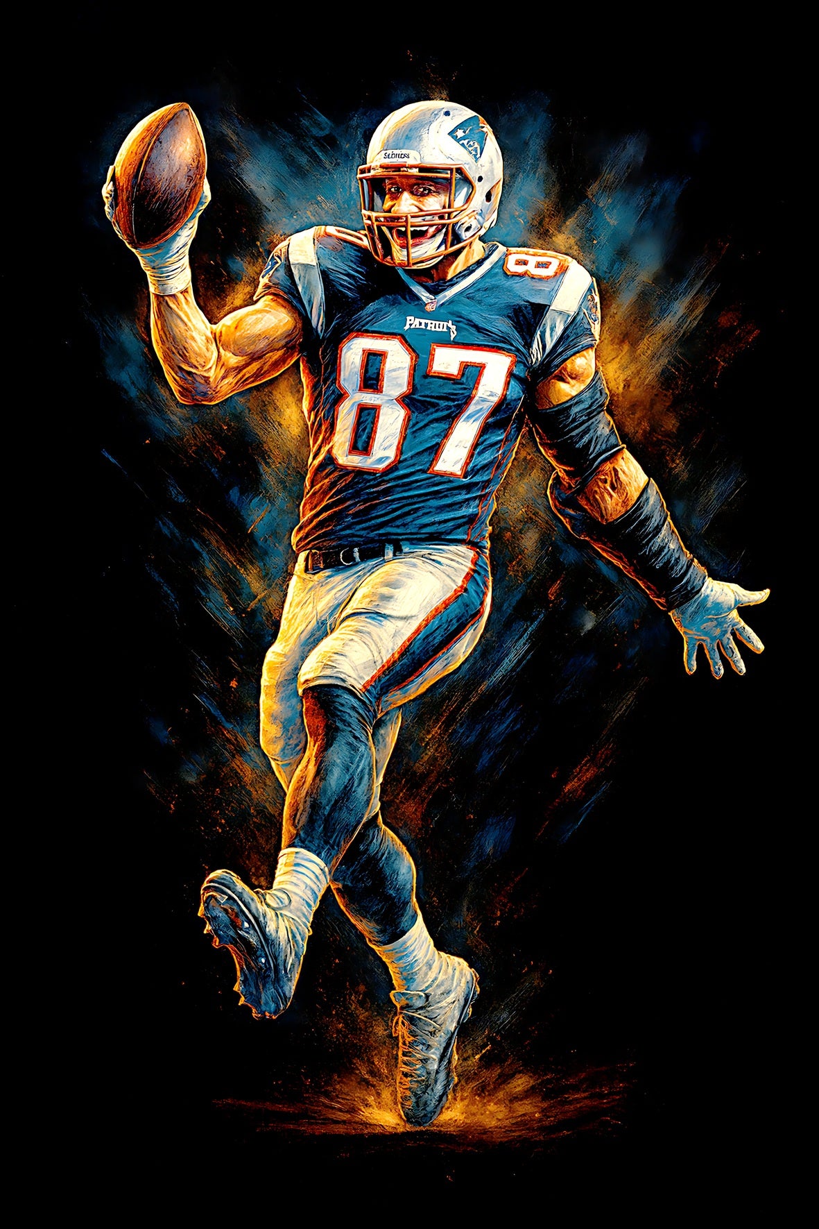 Halftone Lab - New England Patrios Rob Gronkowski NFL065 - Black Tee ...