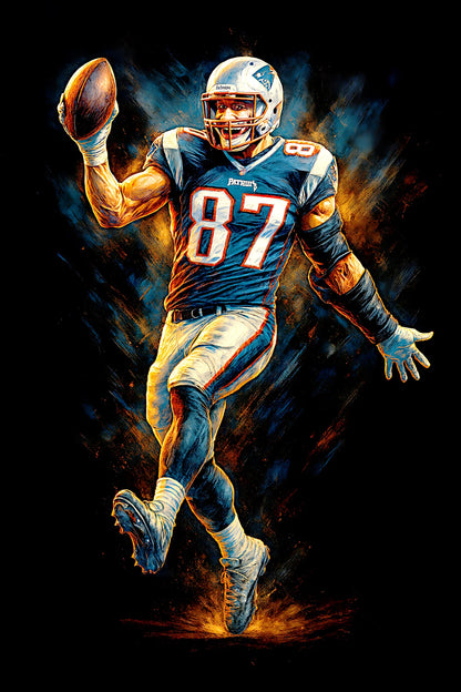 Halftone Lab - New England Patrios Rob Gronkowski NFL065 - Black Tee