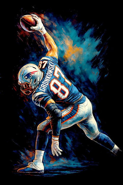 Halftone Lab - New England Patrios Rob Gronkowski NFL066 - Black Tee