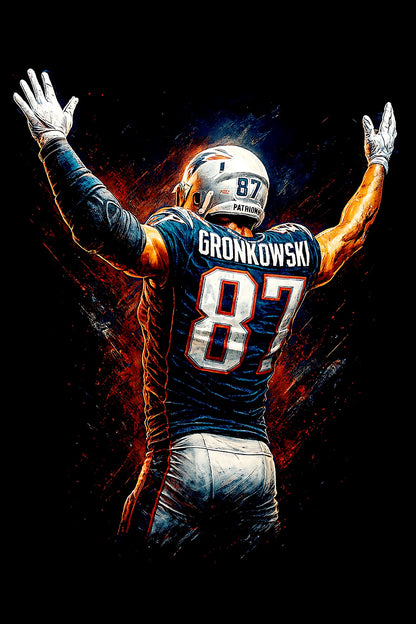 Halftone Lab - New England Patrios Rob Gronkowski NFL067 - Black Tee