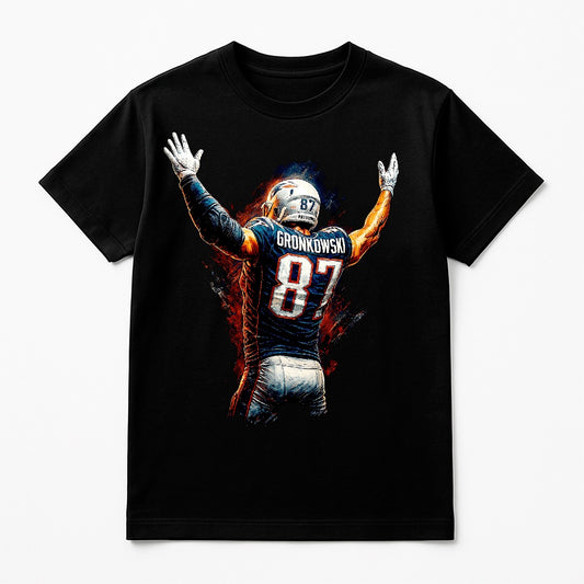 Halftone Lab - New England Patrios Rob Gronkowski NFL067 - Black Tee