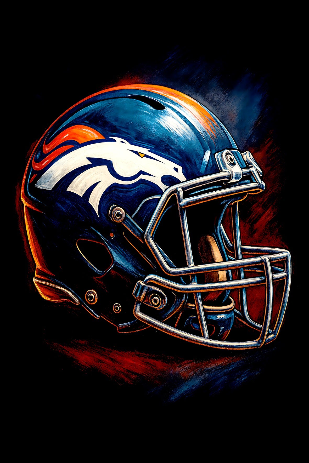 Halftone Lab - Denver Broncos Helmet NFL068 - Black Tee