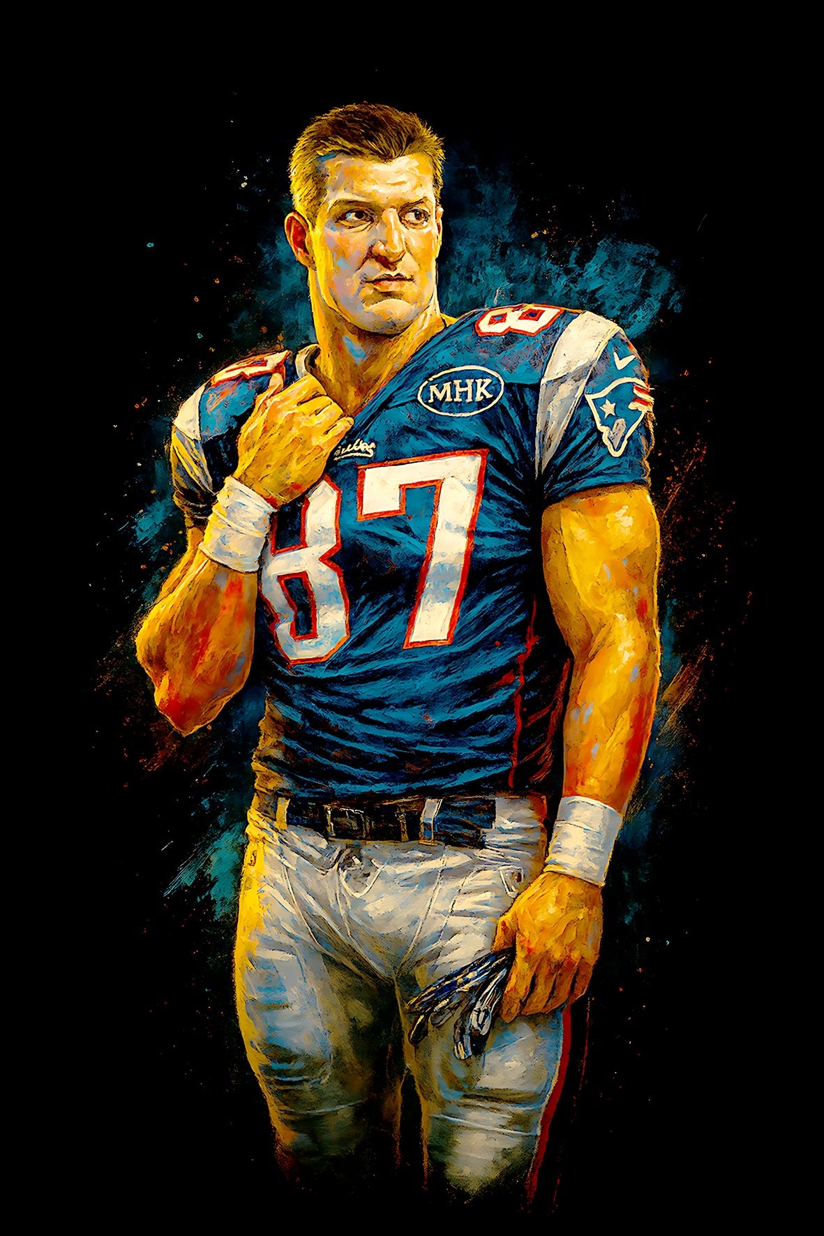 Halftone Lab - New England Patrios Rob Gronkowski NFL068 - Black Tee