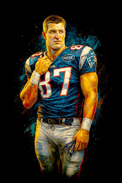 Halftone Lab - New England Patrios Rob Gronkowski NFL068 - Black Tee