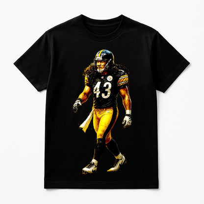 Halftone Lab - Pittsburgh Steelers Troy Palamalu NFL070 - Black Tee