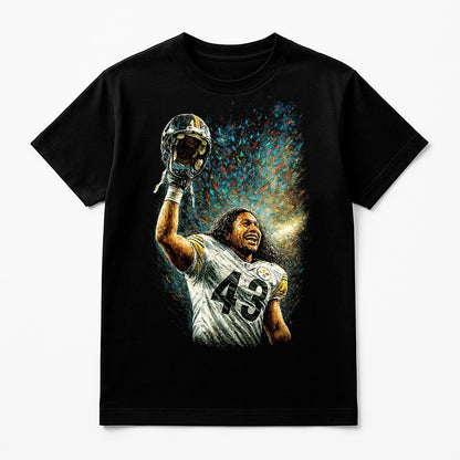 Halftone Lab - Pittsburgh Steelers Troy Palamalu NFL071 - Black Tee