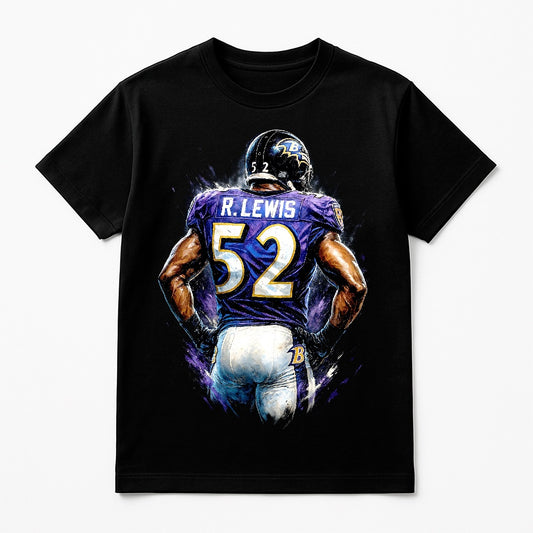 Halftone Lab - Baltimore Ravens Ray Lewis NFL074 - Black Tee