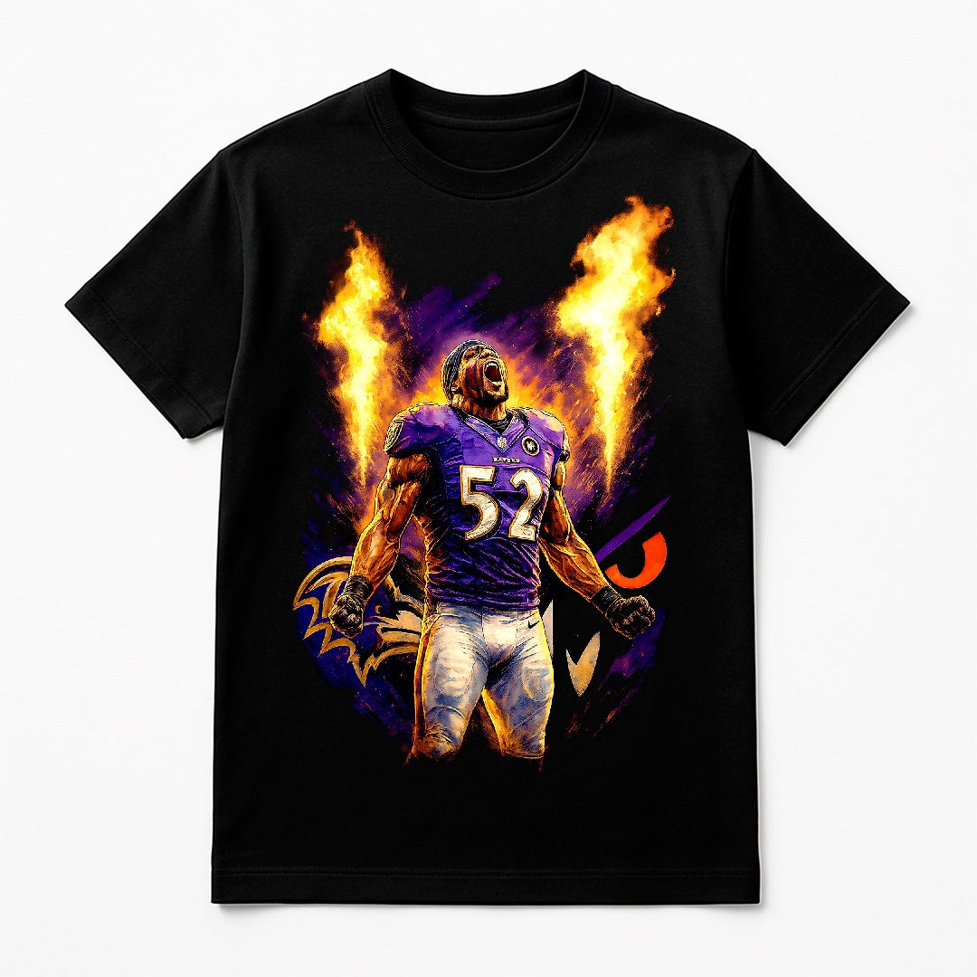 Halftone Lab - Baltimore Ravens Ray Lewis NFL075 - Black Tee
