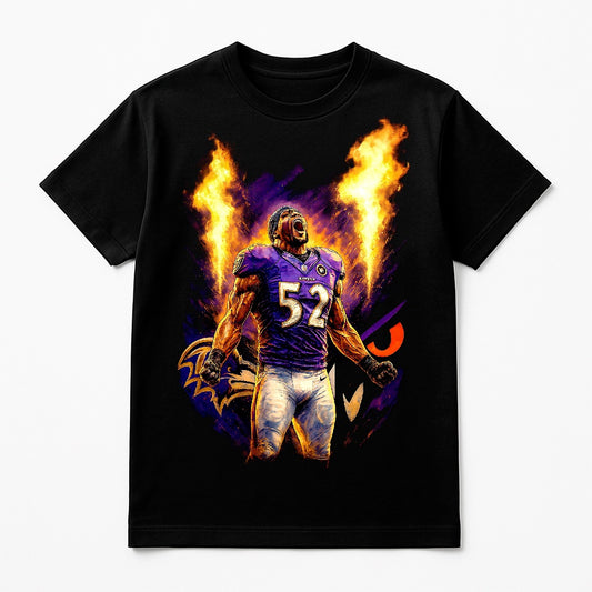 Halftone Lab - Baltimore Ravens Ray Lewis NFL075 - Black Tee