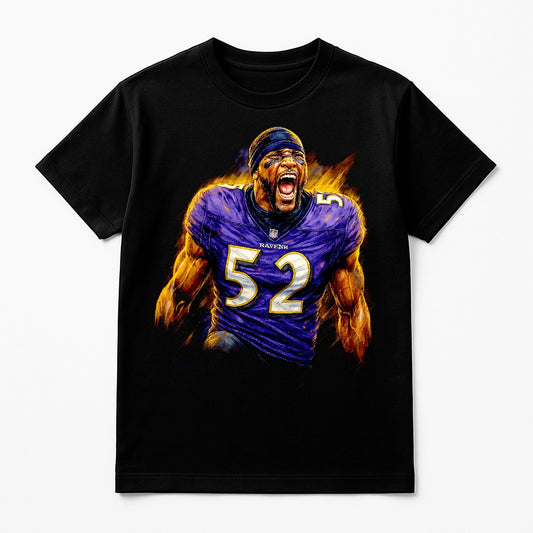 Halftone Lab - Baltimore Ravens Ray Lewis NFL076 - Black Tee