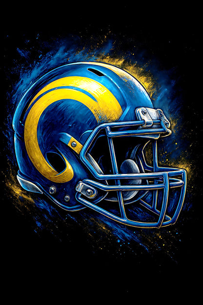 Halftone Lab - Los Angeles Rams Helmet NFL077 - Black Tee