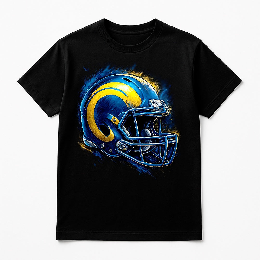 Halftone Lab - Los Angeles Rams Helmet NFL077 - Black Tee