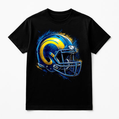 Halftone Lab - Los Angeles Rams Helmet NFL077 - Black Tee
