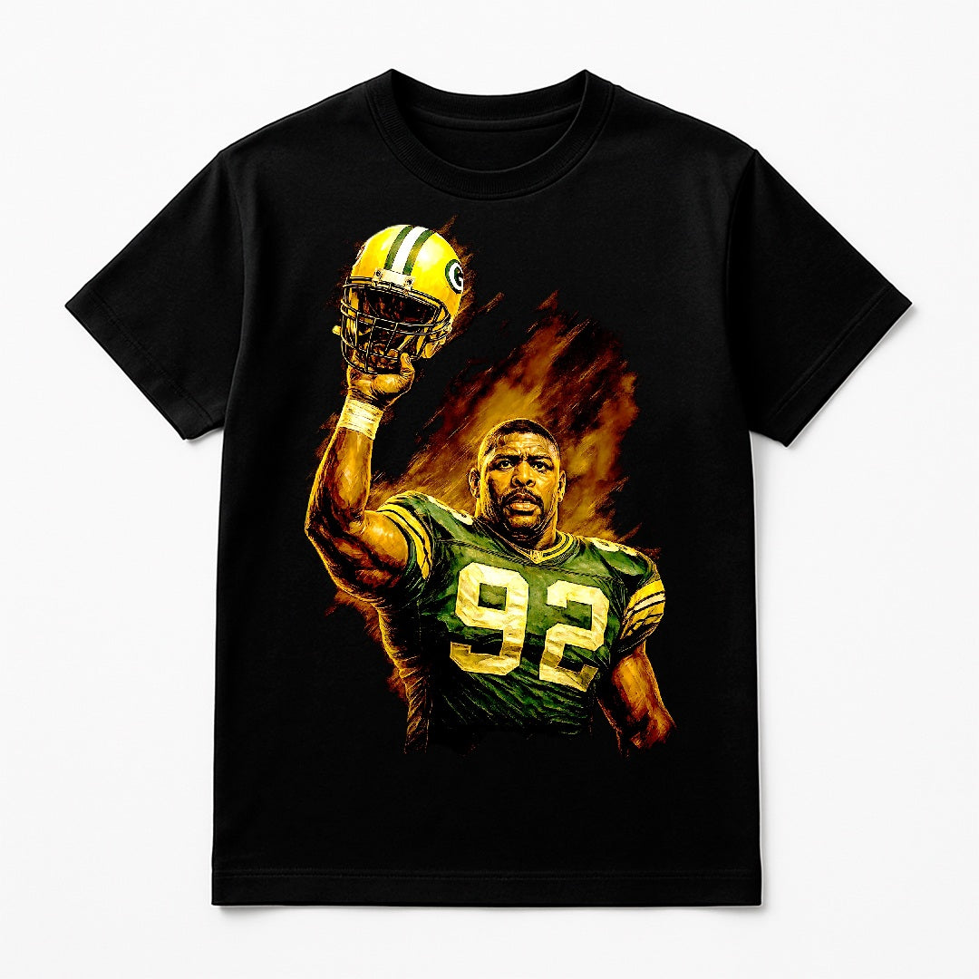 Halftone Lab - Green Bay Packers Reggie White NFL077 - Black Tee