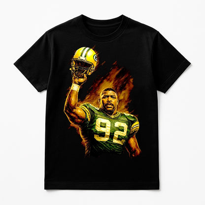 Halftone Lab - Green Bay Packers Reggie White NFL077 - Black Tee
