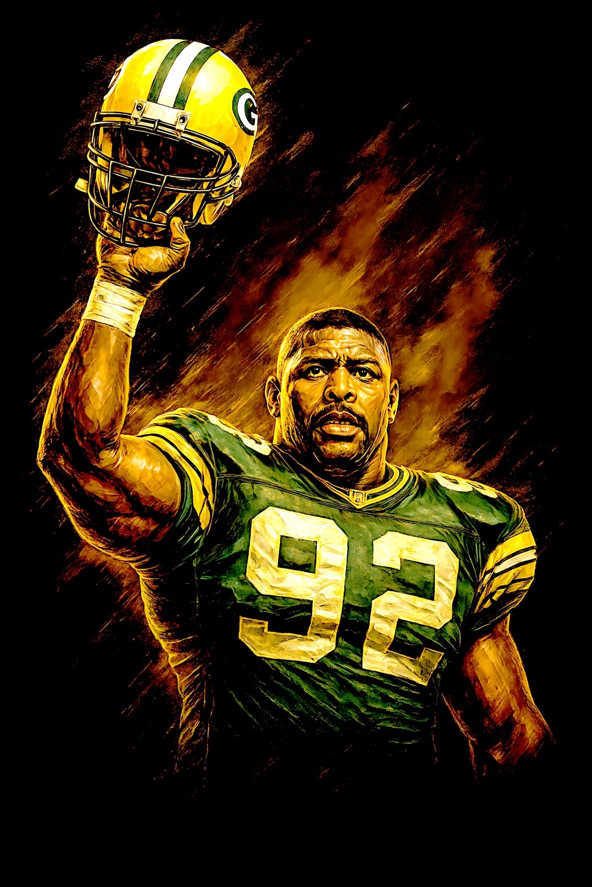 Halftone Lab - Green Bay Packers Reggie White NFL077 - Black Tee