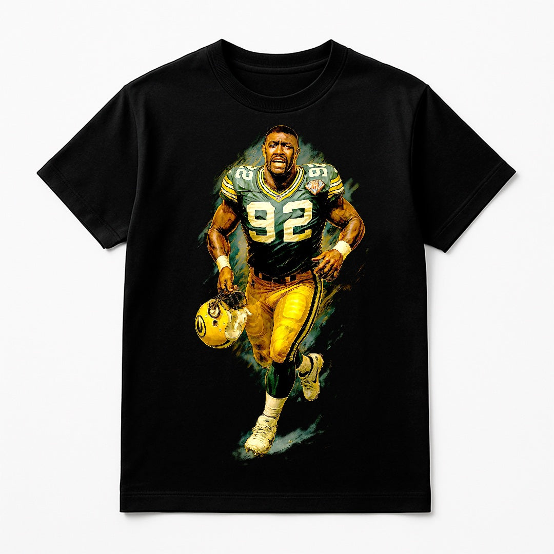 Halftone Lab - Green Bay Packers Reggie White NFL079 - Black Tee