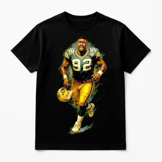 Halftone Lab - Green Bay Packers Reggie White NFL079 - Black Tee