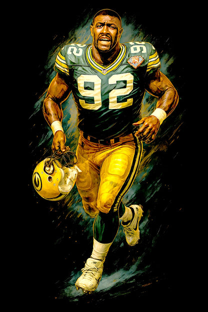 Halftone Lab - Green Bay Packers Reggie White NFL079 - Black Tee