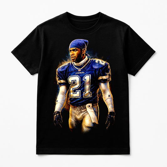 Halftone Lab - Dallas Cowboys Deion Sanders NFL082 - Black Tee