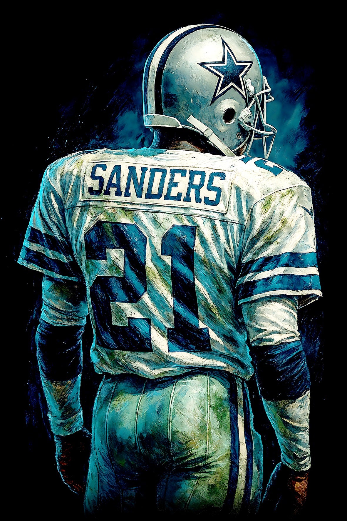 Halftone Lab - Dallas Cowboys Deion Sanders NFL083 - Black Tee