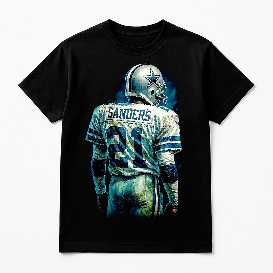 Halftone Lab - Dallas Cowboys Deion Sanders NFL083 - Black Tee