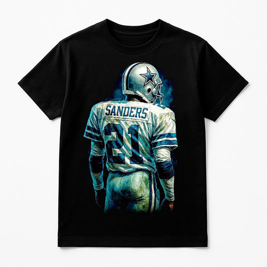 Halftone Lab - Dallas Cowboys Deion Sanders NFL083 - Black Tee