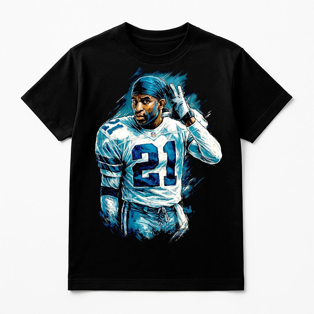 Halftone Lab - Dallas Cowboys Deion Sanders NFL084 - Black Tee