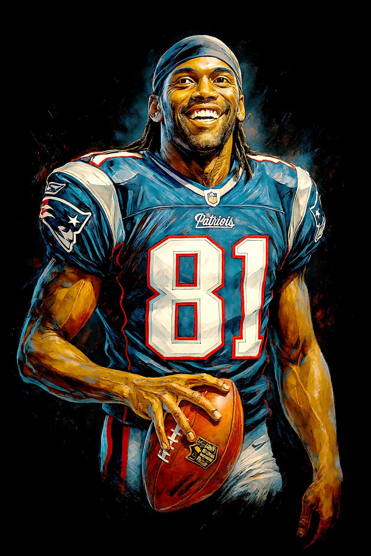 Halftone Lab - New England Patriots Randy Moss NFL085 - Black Tee