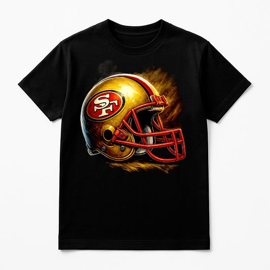Halftone Lab - San Francisco 49ers Helmet NFL086 - Black Tee