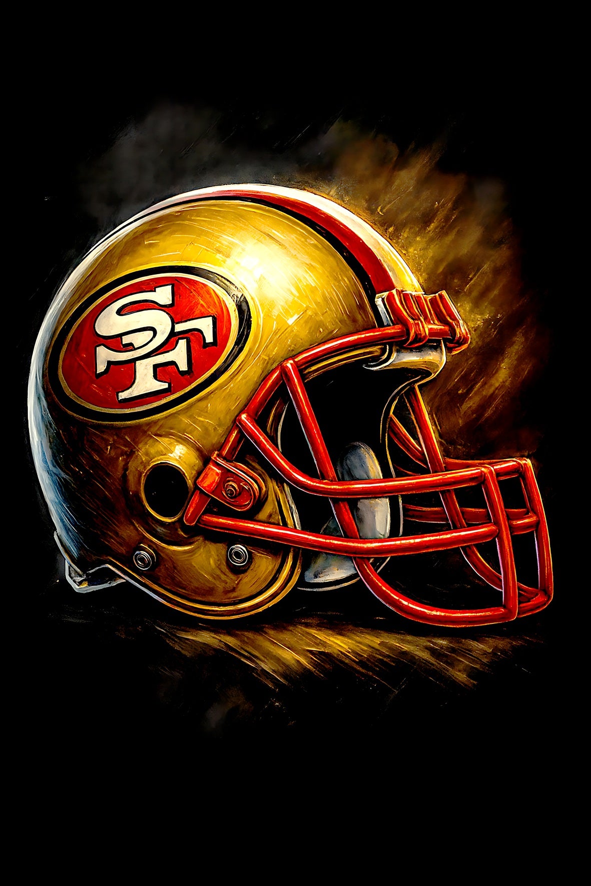 Halftone Lab - San Francisco 49ers Helmet NFL086 - Black Tee